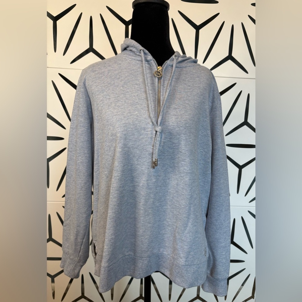 Michael Kors Light Blue Hooded 1/4 Zip Pullover – Size L